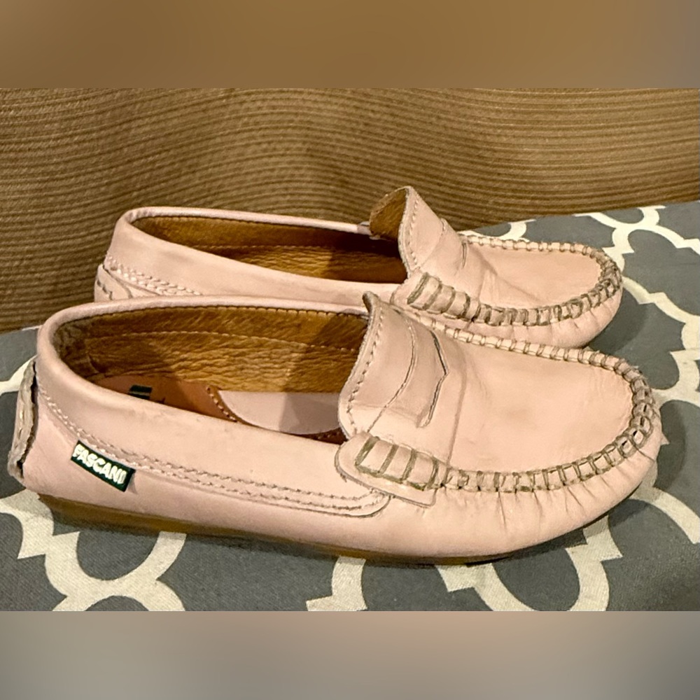 Fascani pink  leather kids slip on shoes, size 28